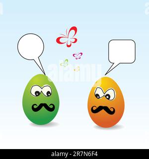 colorful egg talking Stock Vector