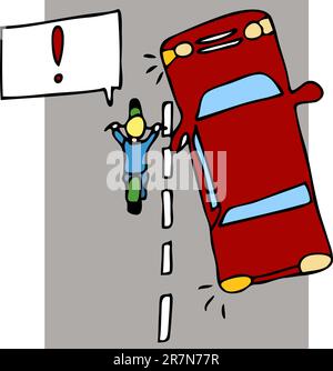 An image of a motorcycle accident with a car. Stock Vector