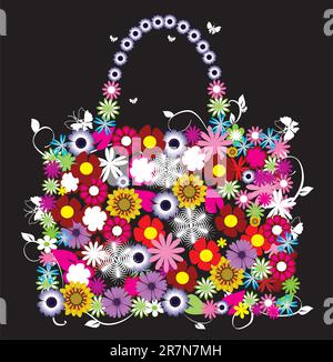 vector illustration of floral bag Stock Vector