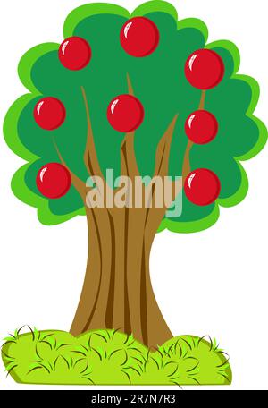 isolated apple tree on white background Stock Vector