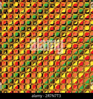 rings fence with shadows over retro colored stripes, abstract art illustration; grouped objects, easy to change colors Stock Vector