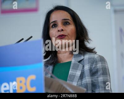 June 16, 2023, BC Minister of Education and Childcare, Rachna Singh and Bowinn Ma, MLA for North Vancouver-Lonsdale at Ridgeway Elementary School in North Vancouver, BC.   BC Minister of Education and Childcare, Rachna Singh  Photo: Wes Shaw/ ShotBug Press @wesleyallenshaw Stock Photo