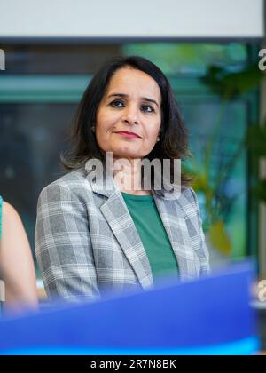 June 16, 2023, BC Minister of Education and Childcare, Rachna Singh and Bowinn Ma, MLA for North Vancouver-Lonsdale at Ridgeway Elementary School in North Vancouver, BC.   BC Minister of Education and Childcare, Rachna Singh  Photo: Wes Shaw/ ShotBug Press @wesleyallenshaw Stock Photo