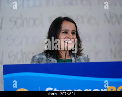 June 16, 2023, BC Minister of Education and Childcare, Rachna Singh and Bowinn Ma, MLA for North Vancouver-Lonsdale at Ridgeway Elementary School in North Vancouver, BC.   BC Minister of Education and Childcare, Rachna Singh  Photo: Wes Shaw/ ShotBug Press @wesleyallenshaw Stock Photo