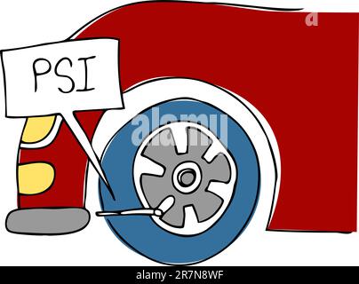 An image of a PSI tire pressure. Stock Vector