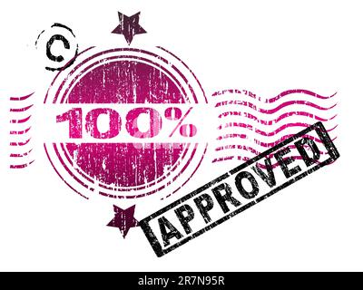 Stamps - 100% Approved. Letters have been uniquely designed and created by hand, with a grunge overlay Stock Vector