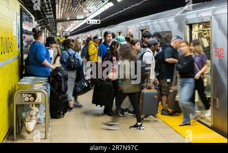 Toronto, Canada. 16th June, 2023. People are seen at a subway station in Toronto, Ontario, Canada, on June 16, 2023. Canada's population reached a milestone of 40 million as of June 16, 2023, Statistics Canada announced Friday. Credit: Zou Zheng/Xinhua/Alamy Live News Stock Photo