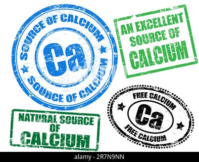 Set of grunge rubber stamps with the text calcium written inside Stock Vector
