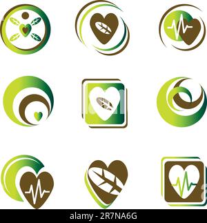 Set of heart symbols and bio eco signs for design. Jpeg version also ...