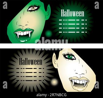 Female Vampire Face with Fangs Stock Vector