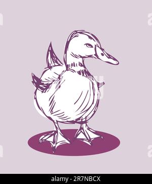 duck vector Isolated on background Tattoo retro style Stock Vector