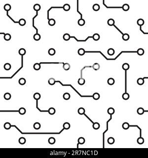 Seamless pattern - Computer circuit board monochrome background Stock Vector