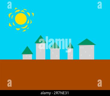 Stylized small town - simple vector illustration eps8 Stock Vector