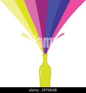 Drink bottle with rainbow splash. Vector Illustration isolated on white. Stock Vector