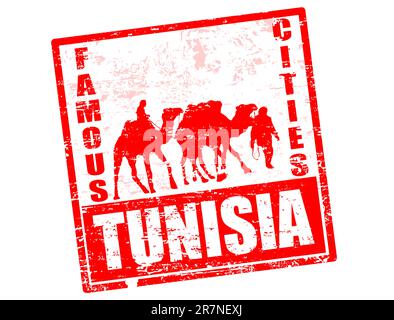 Tunisia stamp. Travel red rubber stamp with the map of the country ...
