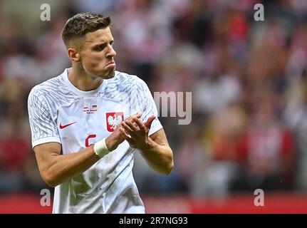 Warsaw, Poland. 16th June, 2023. Jan Bednarek during the international friendly match between Poland and Germany at Stadion Narodowy on June 16, 2023 in Warsaw, Poland. (Photo by PressFocus/Sipa USA) Credit: Sipa USA/Alamy Live News Stock Photo