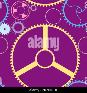 mechanic wheels seamless pattern, vector art illustration Stock Vector