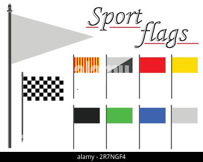 sport flags collection against white background, abstract vector art illustration Stock Vector