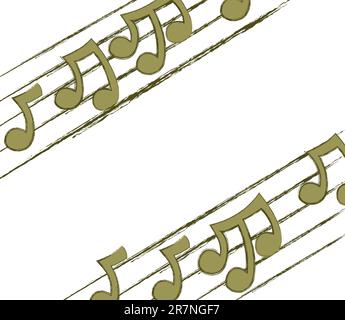 Musical notation designed to fit in the top left and bottom right of a page. Stock Vector