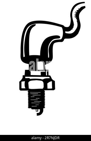 vector silhouette spark plug on white background Stock Vector
