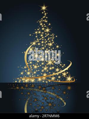Merry Christmas background gold and blue Stock Vector