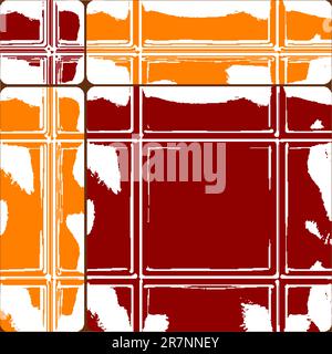 orange and red ceramic tiles, abstract seamless texture; vector art illustration Stock Vector