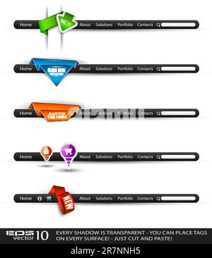 Set of modern original style search banners and web headers with various label tags for your text. Shadows are all transparent so you can place it ... Stock Vector
