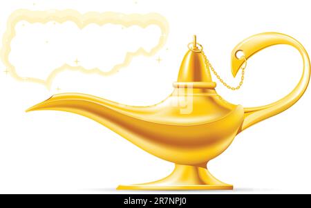 Golden Aladdin's Magic Lamp with cloud Stock Vector