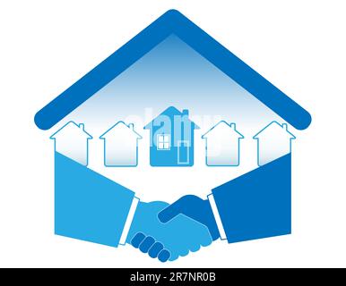 Warm handshake and successful real estate transactions. Stock Vector