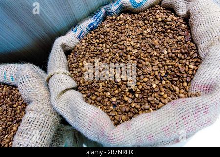 coffee beans in bags Stock Photo