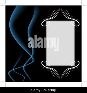An image of a blank smoke background invitation with calligraphy swirls. Stock Vector