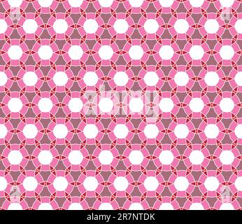 Geometrical vector pattern (seamless) with circles and diamonds in pink, red, orange, purple Stock Vector