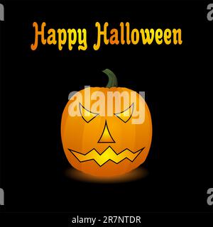 Halloween pumpkin isolated on black background. Vector Stock Vector