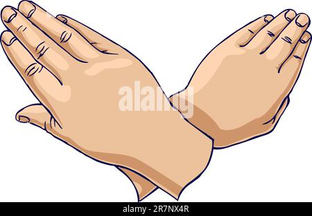 Hands crossed in a downward fashion. Used in aircraft taxiing to cease activity. Stock Vector