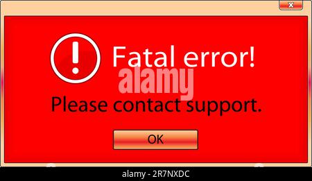 Computer's window of fatal error on red background Stock Vector