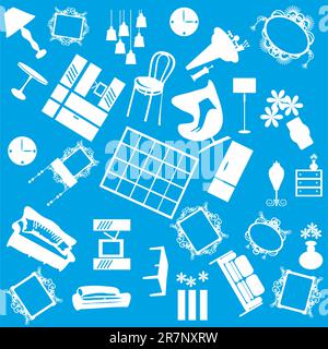 Seamless furniture background Stock Vector