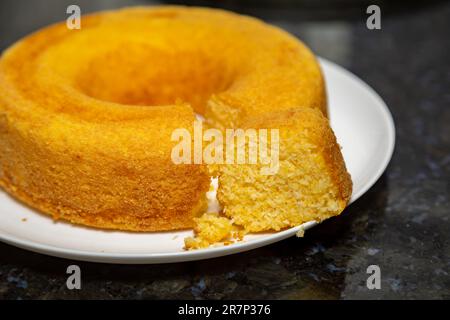 Traditional Brazilian cornmeal cake typical of the June festivities. 'bolo de fubá' Stock Photo