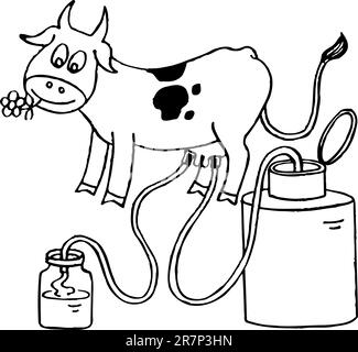 Cow giving milk Stock Vector