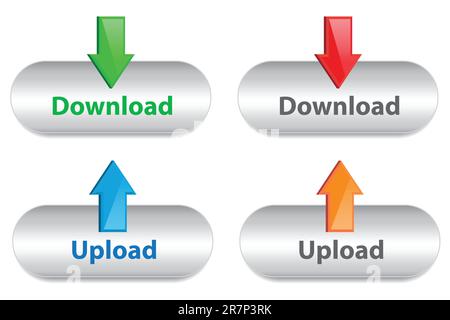 Vector set for download and upload icons for web usage Stock Vector