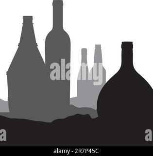 Terra of bottles on white Stock Vector
