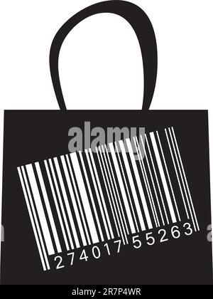 Vector illustration of a fashion bag with bar-code Stock Vector