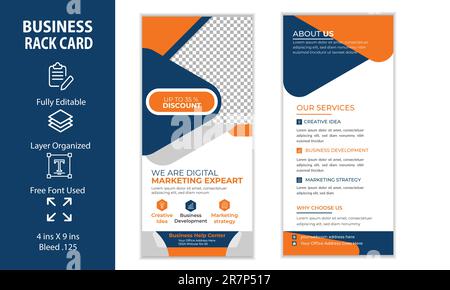 Digital Marketing Agency double-sided dl flyer or Rack Card Design Stock Vector