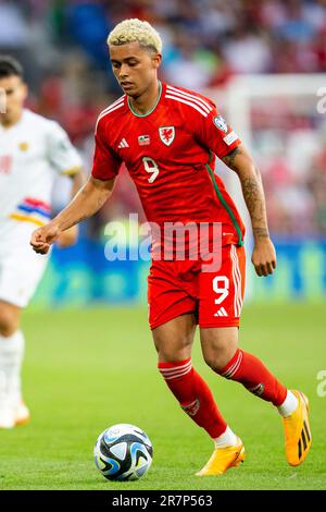 Cardiff, UK. 16th June, 2023. Brennan Johnson of Wales in action. Wales v Armenia in a UEFA EURO 2024 Qualifier at Cardiff City Stadium on the 16th June 2023. Credit: Lewis Mitchell/Alamy Live News Stock Photo