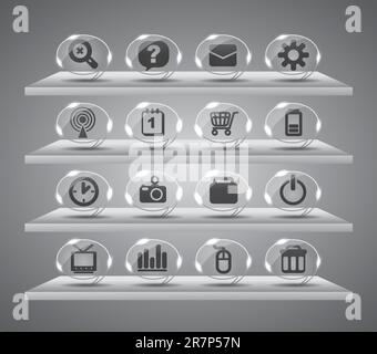 Speach web icons ,Transparent glass buttons Stock Vector