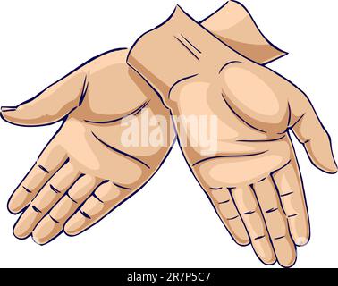 Hands crossed in a downward fashion. Used in aircraft taxiing to cease activity. Stock Vector