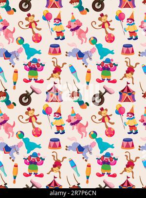 Seamless colorful circus background pattern with random animals - seal ...