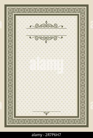 Classical frame for diploma, invitation or certificate. Elements are individually grouped and can be rearranged to change the look or color Stock Vector