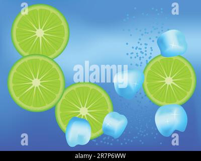 Cubes of an ice in the cooled water in a vector Stock Vector