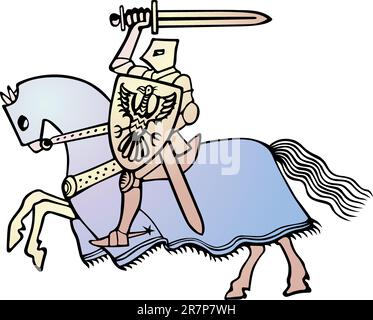 Knight on horse on white Stock Vector