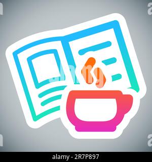 Reading icon on grey background: hot cup and book Stock Vector